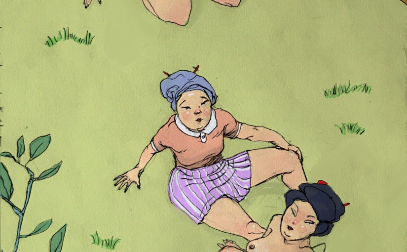 Geishas sur l&rsquo;herbe